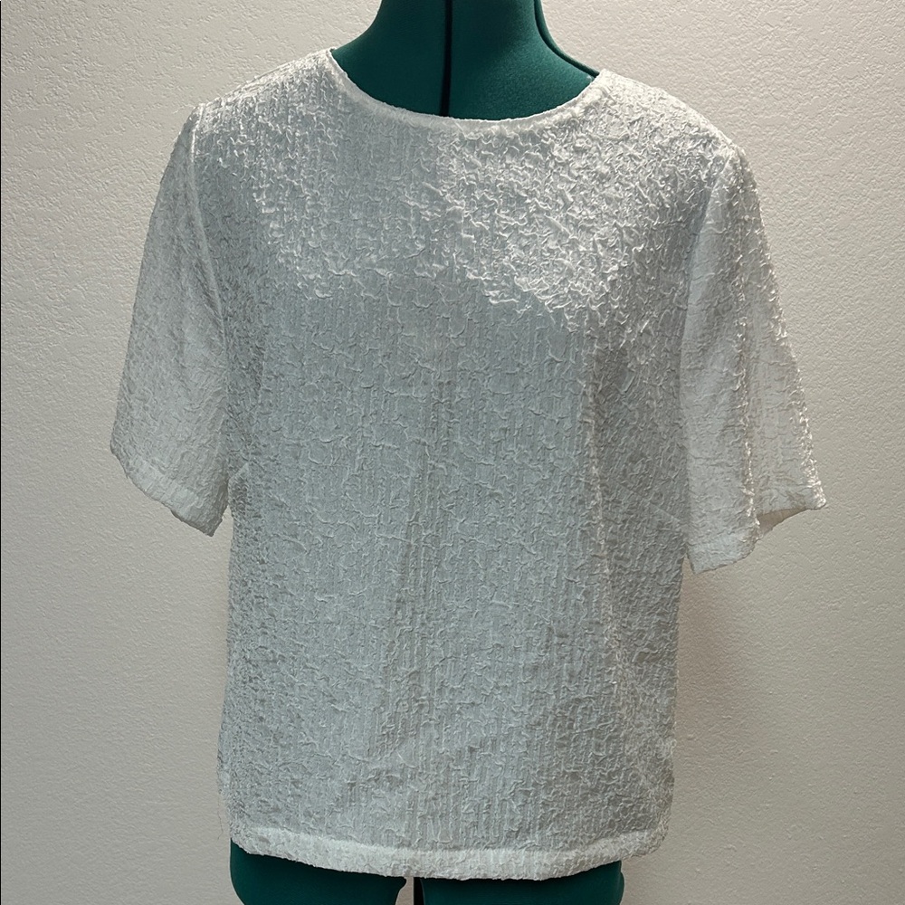 MELLODAY White Textured Blouse